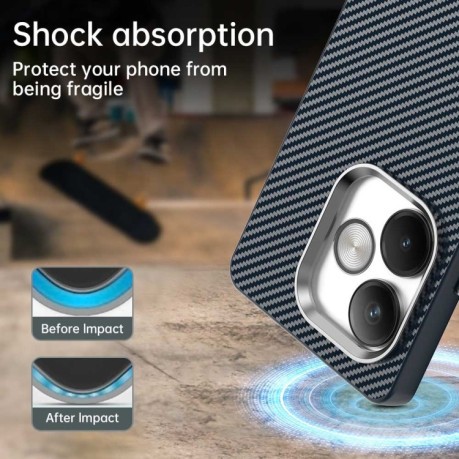 Ударозащитный чехол HMC Carbon Fiber Series IMD на Realme GT 6T - синий