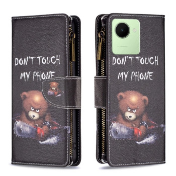 Чохол-гаманець Colored Drawing Pattern Zipper для Realme C30 - Bear