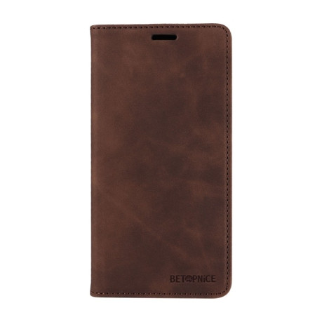 Чехол-книжка BETOPNICE Suction Anti-theft Leather для OPPO A58 4G - коричневый