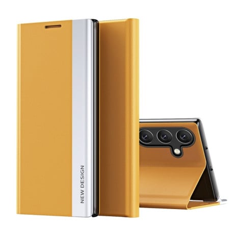 Чехол-книжка Electroplated Ultra-Thin для Samsung Galaxy A55 - желтый