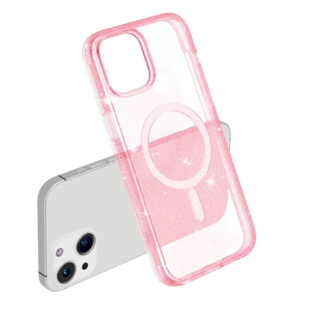 Противоударный чехол Terminator Style Glitter для iPhone 15 Plus - розовый