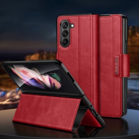 Шкіряний чохол-книжка SULADA All-inclusive Magnetic Snap Flip Leather для Samsung Galaxy Fold 6 - червоний