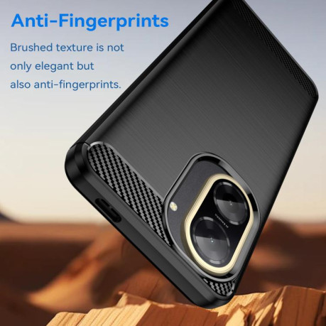 Противоударный чехол Brushed Texture Carbon Fiber на Xiaomi Redmi A5 4G 171.7mm / Poco C71 - черный