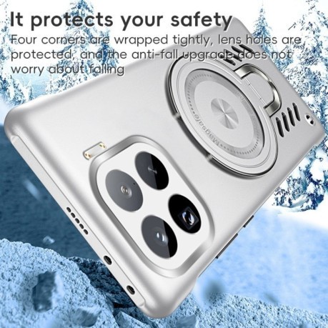 Противоударный чехол Ice Feeling Cooling MagSafe Magnetic для Xiaomi 15 Pro - серебристый
