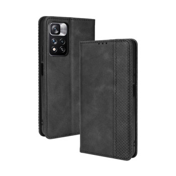 Чехол- книжка Magnetic Buckle Retro Crazy Horse Texture на Xiaomi Redmi Note 11 Pro 5G (China)/11 Pro+ - черный
