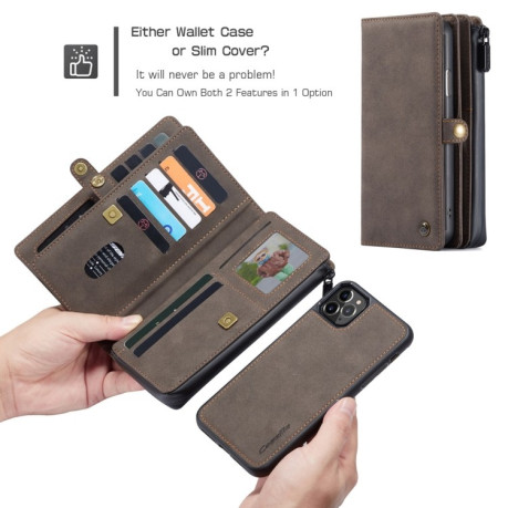 Кожаный чехол-кошелек CaseMe 018 на iPhone 11 Pro Max - коричневый