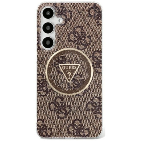 Оригінальний чохол Guess 4G Glitter Triangle Buttons MagSafe для Samsung Galaxy S25 Ultra - Brown