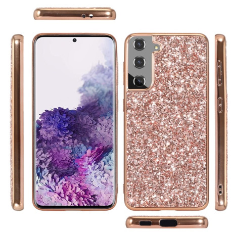 Ударозащитный чехол Glittery Powder на Samsung Galaxy S22 Ultra 5G - розовое золото