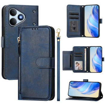 Чехол-книжка Multi-Card Slots Zipper Wallet на Realme Note 80 4G — синий