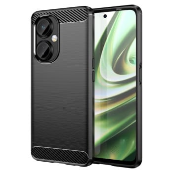 Противоударный чехол Brushed Texture Carbon Fiber на OnePlus Nord CE3 Lite - черный