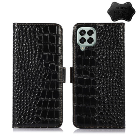 Шкіряний чохол-книжка Crocodile Top Layer Samsung Galaxy M33 5G - чорний