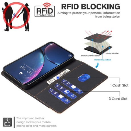 Чехол-книжка Color Matching RFID Anti-theft Leather для на Samsung Galaxy M16 5G / F16 5G - черный