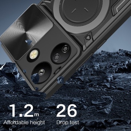 Противоударный чехол CD Texture Sliding Camshield Magnetic Holder на Xiaomi Redmi 13C/Poco C65 4G - синий