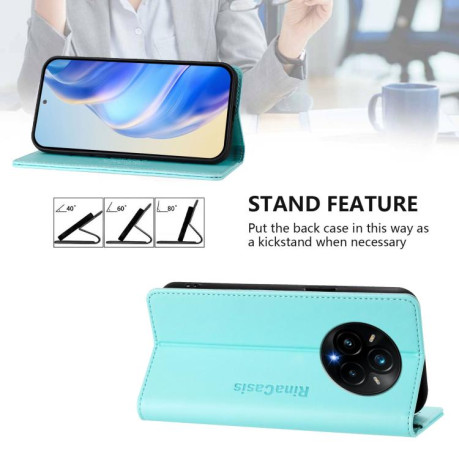 Чохол-книжка RC01 Dual-Folded Magnetic Suction RFID Leather на Realme 14 Pro+ 5G - зелений