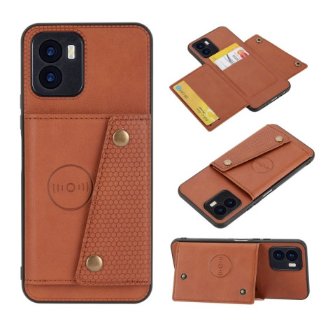 Противоударный чехол Double Buckle для Vivo Y15s - коричневый