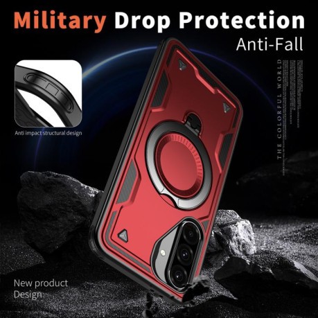 Противоударный чехол MagSafe Holder Armor PC Hybrid для Samsung Galaxy A56 5G - красный