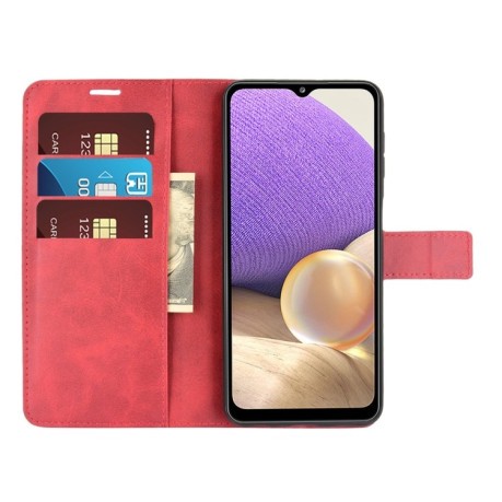 Чехол-книжка Retro Calf Pattern Buckle для Samsung Galaxy A32 4G - красный
