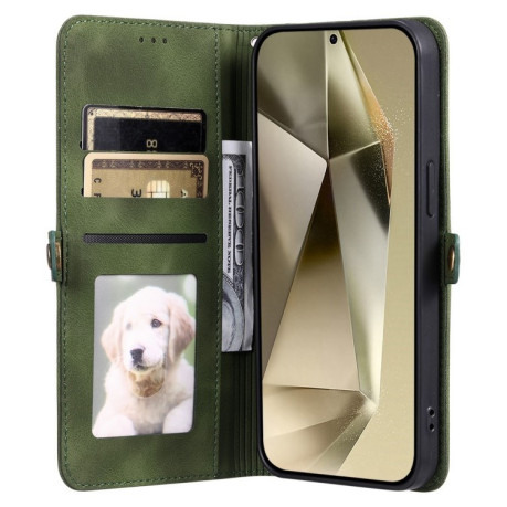 Чохол-книжка Totem Embossed Magnetic Leather  для Samsung Galaxy S25 Ultra 5G - зелений