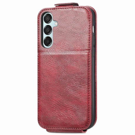 Чехол Cross Leather Ring Vertical Zipper Wallet для Samsung Galaxy M15 - красный