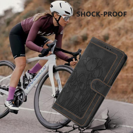 Чохол-книжка Tulips Embossed Leather для Motorola Moto G05 - чорний