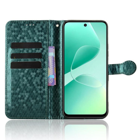 Чехол-книжка с фактурой Honeycomb Dot и магнитным хлястиком на Infinix Hot 60i 4G / Hot 60 5G - зеленый