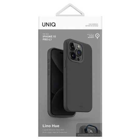 Оригинальный чехол UNIQ etui Lino Hue для iPhone 15 Pro - черный