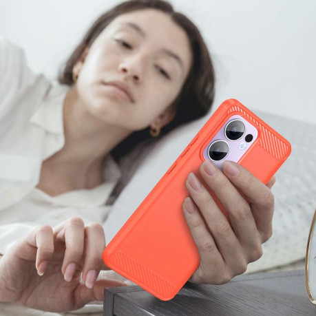 Протиударний чохол Brushed Texture Carbon Fiber на OPPO Reno13 F/Reno13 FS - червоний