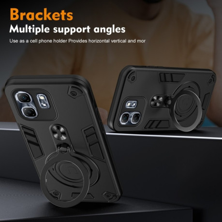 Ударозащитный чехол Metal Ring Holder 360 Degree Rotating на Infinix Hot 50i / Smart 9 - черный