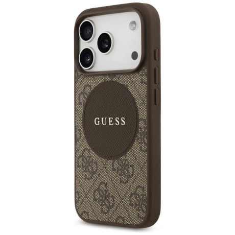 Оригинальный чехол Guess 4G Circle Classic Logo с MagSafe на iPhone 17 Pro - brown