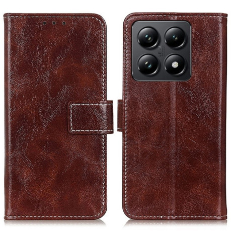 Чехол-книжка Magnetic Retro Crazy Horse Texture на Xiaomi 14T Pro - коричневый