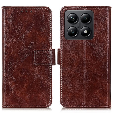 Чохол-книжка Magnetic Retro Crazy Horse Texture на Xiaomi 14T - коричневий