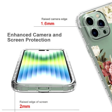 Противоударный чехол Transparent Painted для iPhone 14 Pro Max - Rose