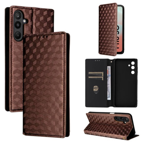 Чехол-книжка Cubic Grid Texture Flip Leather для на Samsung Galaxy M16 5G / F16 5G - коричневый