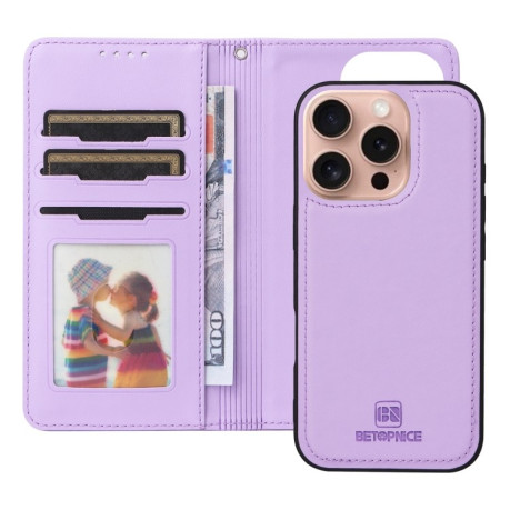 Чехол-книжка BETOPNICE BN-005 2 in 1 Detachable Imitate Genuine Leather для iPhone 16 Pro Max - фиолетовый