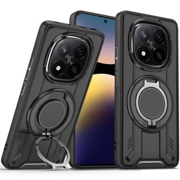 Ударозащитный чехол Rotating Ring Holder Magnetic MagSafe на  Xiaomi Redmi Note 14 Pro 4G - черный