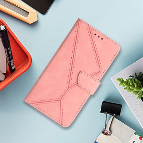 Чехол-книжка Stitching Embossed Leather для Motorola Edge 60 - розовый
