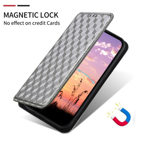 Чохол-книжка Cubic Grid Flip Leather для OPPO Reno13 5G - сріблястий