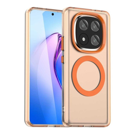 Противоударный чехол MagSafe Holder PC Hybrid для Xiaomi Redmi Note 14 Pro+ 5G - оранжевый