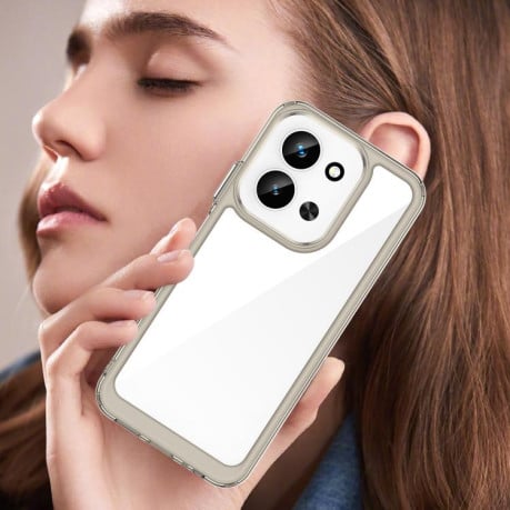 Противоударный чехол Colorful Acrylic Series с цветной силиконовой боковиной на Xiaomi Redmi 15C 5G / 4G EU 173mm - серый