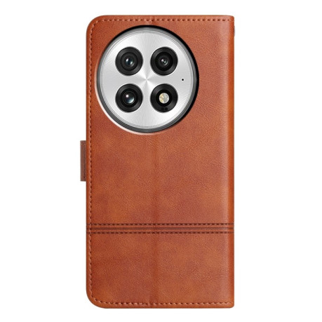 Чохол-книжка Cowhide Texture Stitching Leather на OnePlus 13 - коричневий