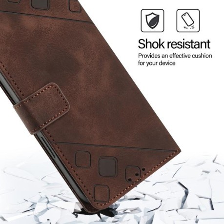 Чохол-книжка Skin-feel Embossed для OPPO Reno13 F/Reno13 FS- коричневий