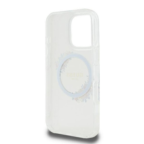 Оригинальный чехол Guess IML Flowers Wreath MagSafe для iPhone 16 Pro Max - Clear