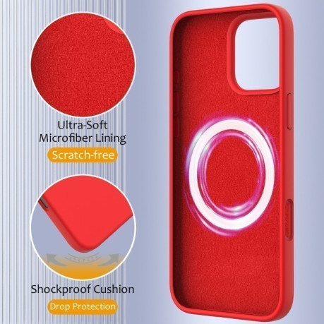 Силиконовый чехол Shockproof Silicone Magsafe для  iPhone 16 Pro Max - красный