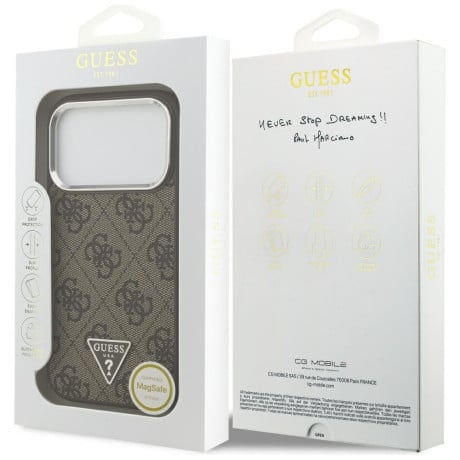Оригинальный чехол Guess 4G Triangle Logo с MagSafe на iPhone 17 Pro - brown