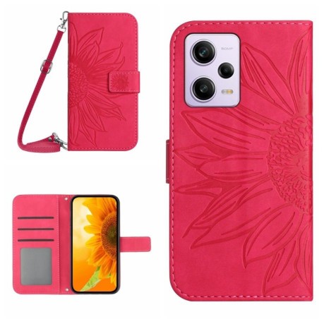 Чехол-книжка Skin Feel Sun Flower для Xiaomi Redmi Note 12 Pro+/Note 12 Explorer - пурпурно-красный