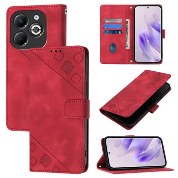 Чехол-книжка Skin-feel Embossed для Infinix Smart 8 Plus / Smart 8 Pro - красный