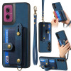 Протиударний чохол Retro Cross Wristband Wallet Leather для Motorola Moto G55 - синій