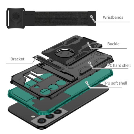 Противоударный чехол Armor Wristband для Samsung Galaxy S22 5G - зеленый