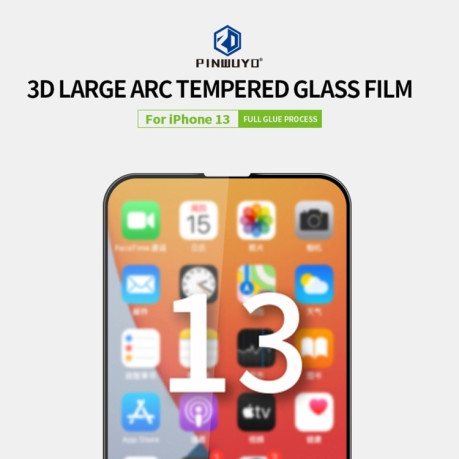 Защитное стекло PINWUYO 9H 3D Full Screen на iPhone 13 / 13 Pro - черное