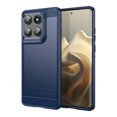 Противоударный чехол Brushed Texture Carbon Fiber на Motorola Edge 60 Pro - синий